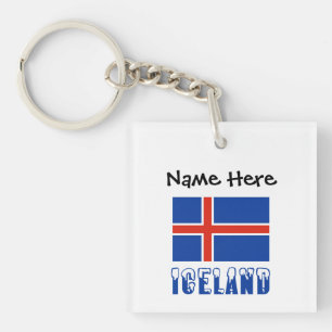 Island Isländische Flagge Schwarz Personalisierung Schlüsselanhänger
