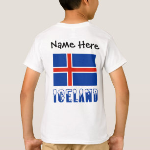 Island Isländische Flagge Schwarz Personalisierung T-Shirt