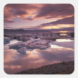 Island, Jökulsarlon-Lagune, Landschaft Quadratischer Aufkleber