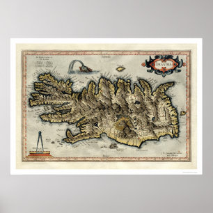 Island-Karte durch Mercator-Karte 1595 Poster