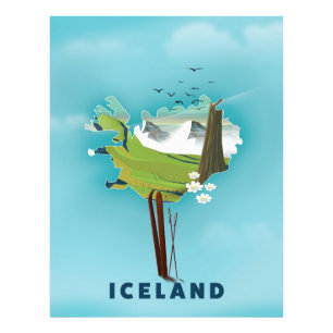Island-Karten-Illustrationsreiseplakat Fotodruck