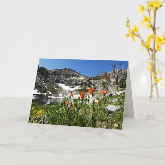 Island Lake, Ruby Mountains NV Blank Grußkarte Karte (Gelbe Blume)