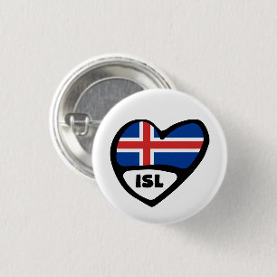 Island Ländercode Flagge Herz Pin Abzeichen, ISL Button