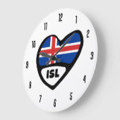 Island Ländercode ISL-Flaggenmitte Große Wanduhr (Winkel)