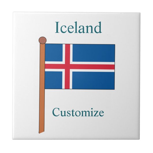 Island Landesflagge Thunder_Cove Fliese (Vorderseite)