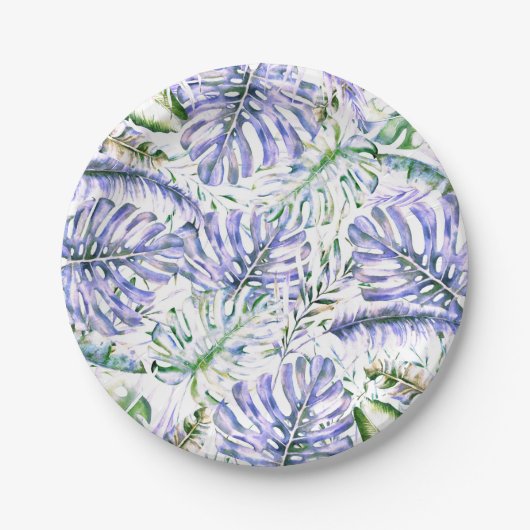 Island Lila Lilac Tropical Palm Blätter Hochzeiten Pappteller (Vorderseite)