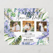 Island Lila Lilac Tropical Wedding Save the Date (Vorne/Hinten)