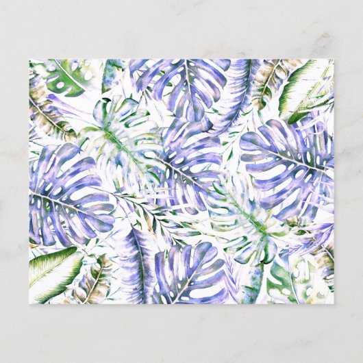 Island Lila Lilac Tropical Wedding Save the Date (Rückseite)