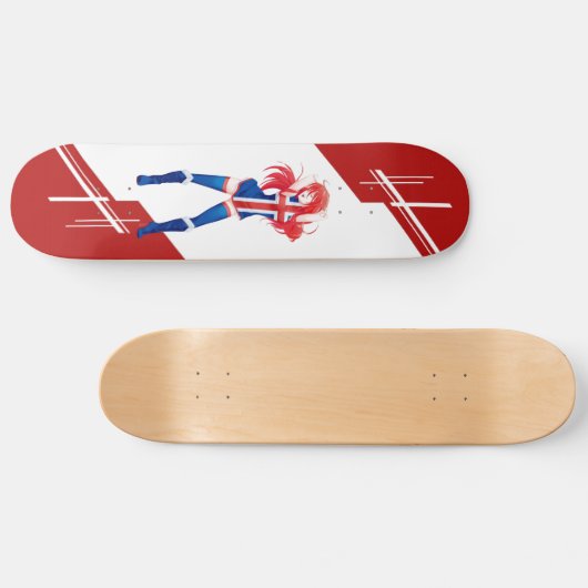 Island Manga Animemädchen kleidete auf Skateboard (Horizontal)