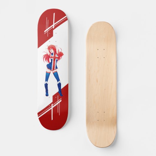 Island Manga Animemädchen kleidete auf Skateboard (Vorderseite)