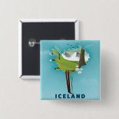 Island Map Illustration Reiseplakat. Button (Vorne & Hinten)