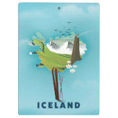 Island Map Illustration Reiseplakat. Klemmbrett (Rückseite)