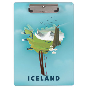 Island Map Illustration Reiseplakat. Klemmbrett