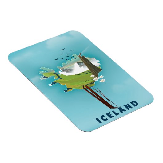Island Map Illustration Reiseplakat. Magnet (Rechte Seite)
