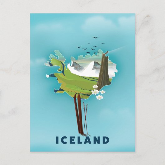Island Map Illustration Reiseplakat. Postkarte (Vorderseite)