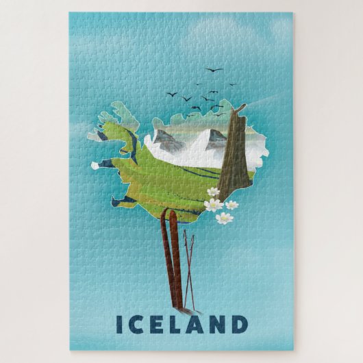 Island Map Illustration Reiseplakat. Puzzle (Vertikal)