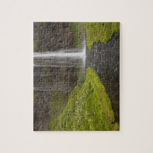 Island. Menschen auf dem Weg hinter Seljalandsfoss Puzzle (Vertikal)