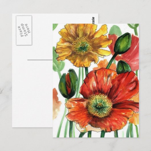 Island-Mohnblumen Postkarte (Vorne/Hinten)
