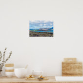 Island Morgenlandschaft mit Bauernhöfen im Fjord Poster (Küche)