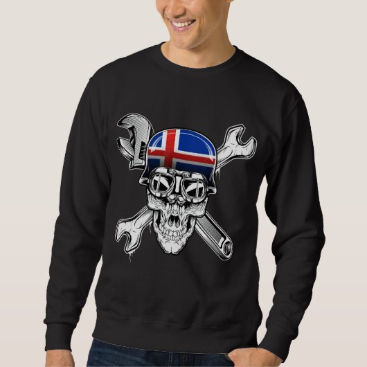 Island-Motorradflagge Sweatshirt (Vorderseite)
