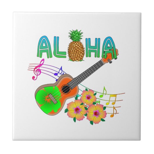 Island Music Ukulele Aloha Fliese (Vorderseite)