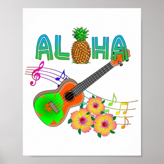 Island Music Ukulele Aloha Poster (Vorne)