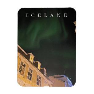 Island Nordlichter über Reykjavik Magnet