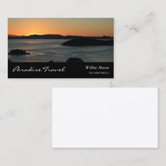 Island Ocean Sunset, Travel Business Card Visitenkarte (Vorne/Hinten)