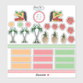 Island Palm Tree Tropical Blume Stickers Aufkleber (Blatt)