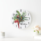 Island Paradise Birds Tropical Floral Botanical Große Wanduhr (Zuhause)