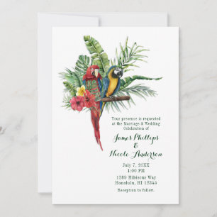 Island Paradise Birds Tropical Floral Wedding Einladung