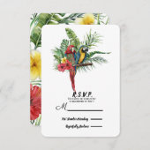 Island Paradise Birds Tropical Floral Wedding RSVP (Vorne/Hinten)
