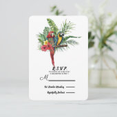 Island Paradise Birds Tropical Floral Wedding RSVP (Stehend Vorderseite)