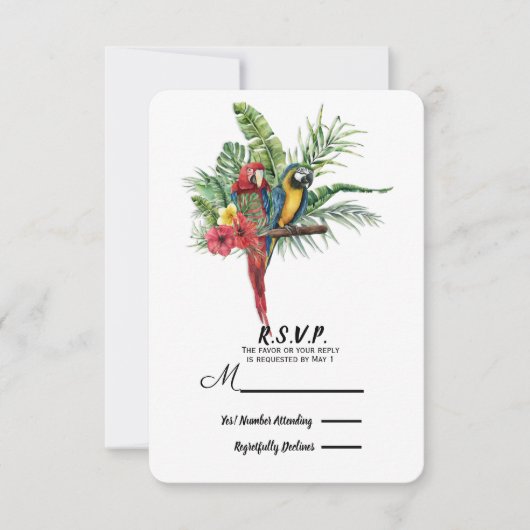 Island Paradise Birds Tropical Floral Wedding RSVP (Vorderseite)