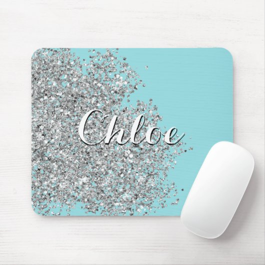 Island Paradise Blue Shines mit Silberner Glitzer Mousepad (Mit Mouse)