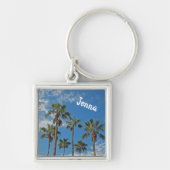 Island Paradise Palm Trees Blue Sky Foto Oase Schlüsselanhänger (Vorne)