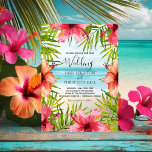 Island Paradise Tropical Palms und Blume Hochzeit Einladung<br><div class="desc">Treten Sie ein in ein Paradies der Insel mit dieser tropischen Hochzeitseinladung am Strand. Mit seinen lebendigen Hibiskus- und Palmenhütten auf einem Aquarellhintergrund empfängt Sie dieses Hotel in einem der schönsten Tropen der Welt. Mit seinem exotischen und auffälligen Design ist diese Einladung perfekt für eine romantische Hochzeit auf der Insel...</div>