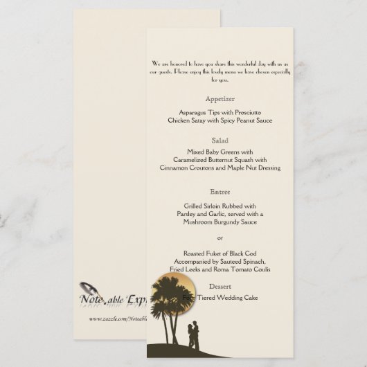 Island Paradise Wedding Menu Menükarte (Vorne/Hinten)