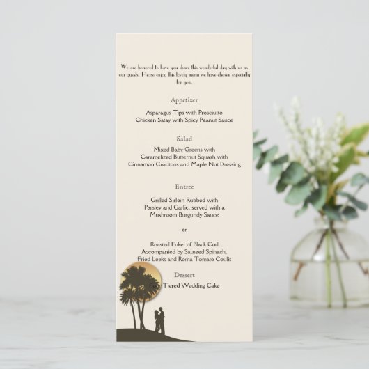 Island Paradise Wedding Menu Menükarte (Stehend Vorderseite)