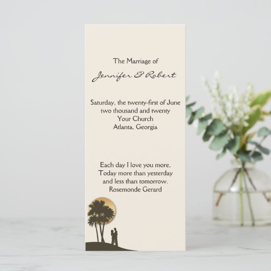 Island Paradise Wedding Program Programm (Stehend Vorderseite)