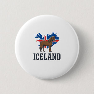 Island Pferd Vintage-Flagge Vektor-Shirt-Design_1 Button