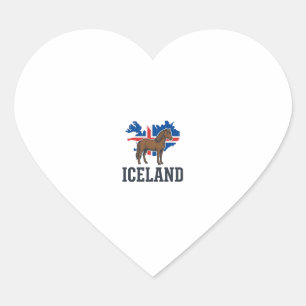 Island Pferd Vintage-Flagge Vektor-Shirt-Design_1 Herz-Aufkleber