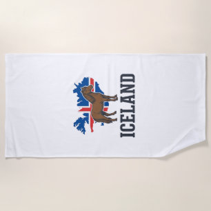 Island-Pferd Vintage-Flagge Vektor-Shirt-Design_1 Strandtuch