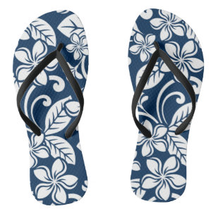 ISLAND PLUMERIA (DARK BLUE) Paar Flip Flops Badesandalen