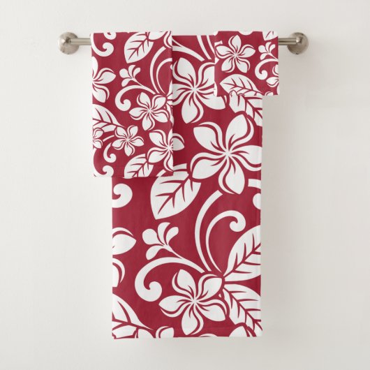 ISLAND PLUMERIA (KARDINAL RED) BAD TOWEL SET (Insitu)