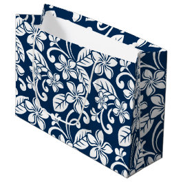 ISLAND PLUMERIA (NAVY BLUE) Geschenktasche Große Geschenktüte