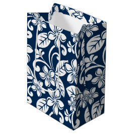 ISLAND PLUMERIA (NAVY BLUE) Geschenktasche Mittlere Geschenktüte