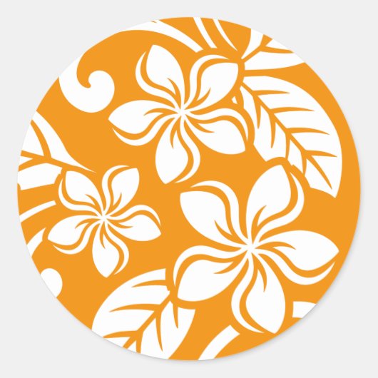 ISLAND PLUMERIA (ORANGE) CLASSIC ROUND STICKER (Vorderseite)
