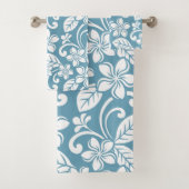 ISLAND PLUMERIA (SLATE BLAUE) BAD TOWEL SET (Insitu)