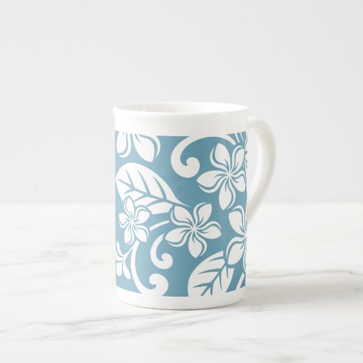 ISLAND PLUMERIA (SLATE BLAUE) KNOCHENCHINA TASSE (Vorderseite Rechts)